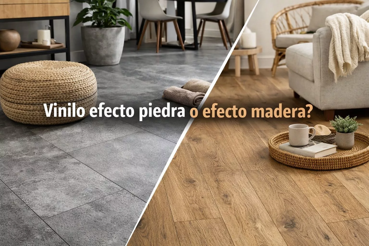 ¿Vinilo efecto piedra o efecto madera?